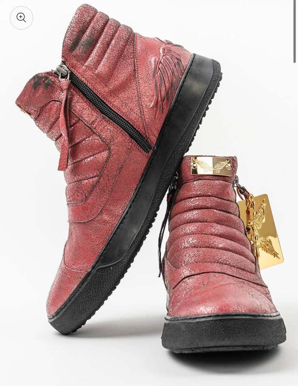 High Top Sneakers Red Leather
